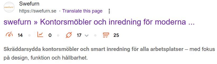 Swefurn google reslutat