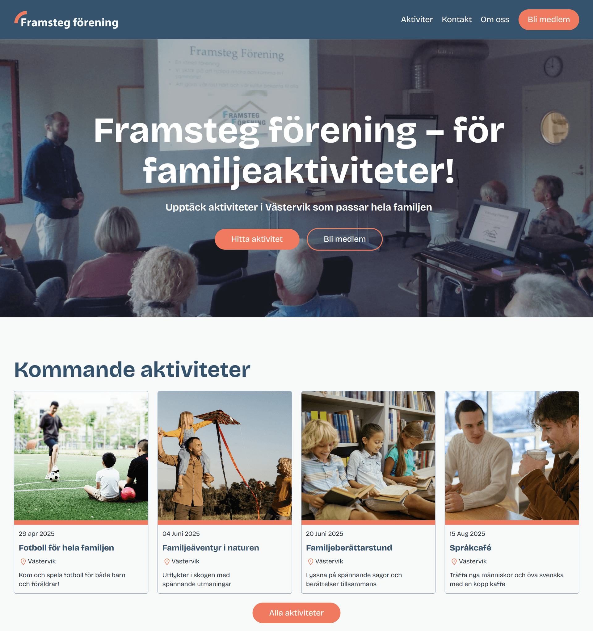 Framsteg förening start page